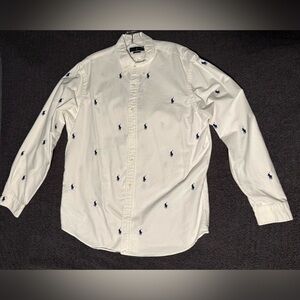 Ralph Lauren White Shirt with Navy Embroidery